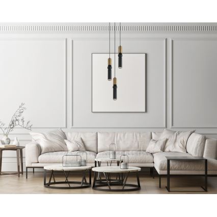 ITALUX - Пендел ISIDORA 3xGU10/25W/230V черен/бронзов