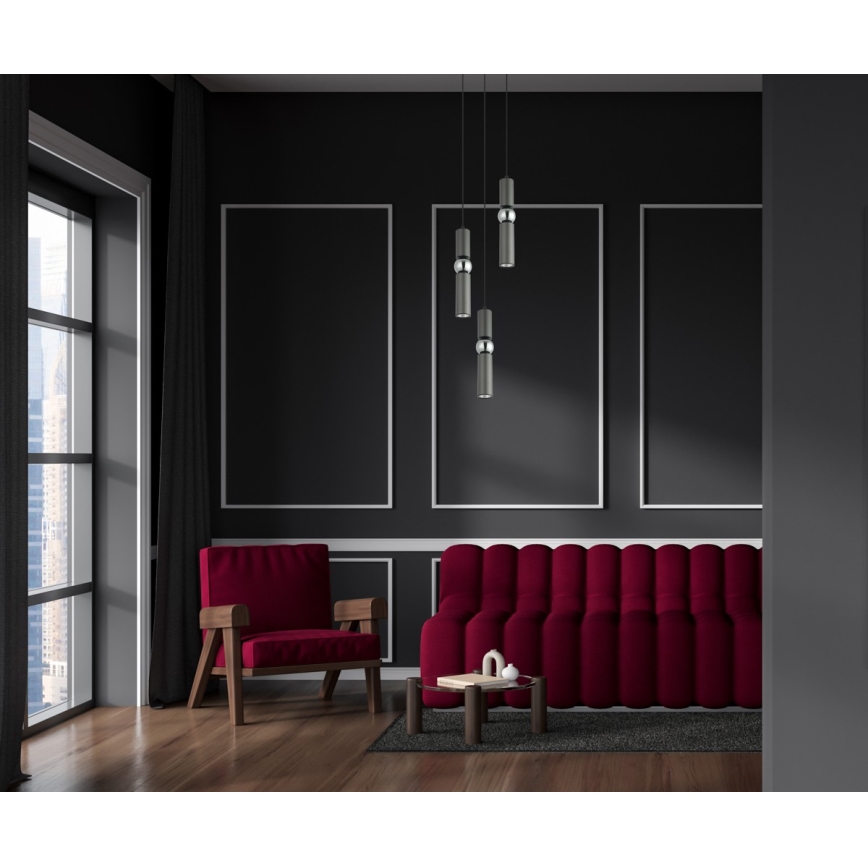 ITALUX - Пендел ISIDORA 3xGU10/25W/230V антрацит/хром