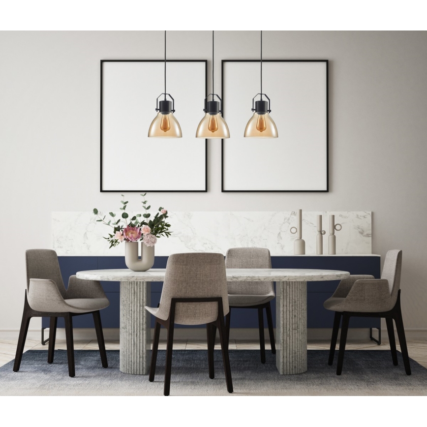 ITALUX - Пендел DARLENA 3xE27/40W/230V черен/кафяв
