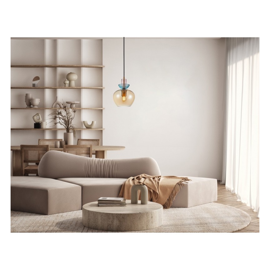 ITALUX - Подвес на кабел FANDA 1xE27/40W/230V златист/димчато бежово