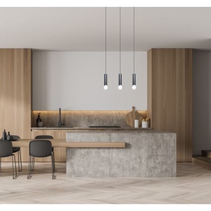 ITALUX - Полилей на кабел MACERA 3xE27/40W/230V черен