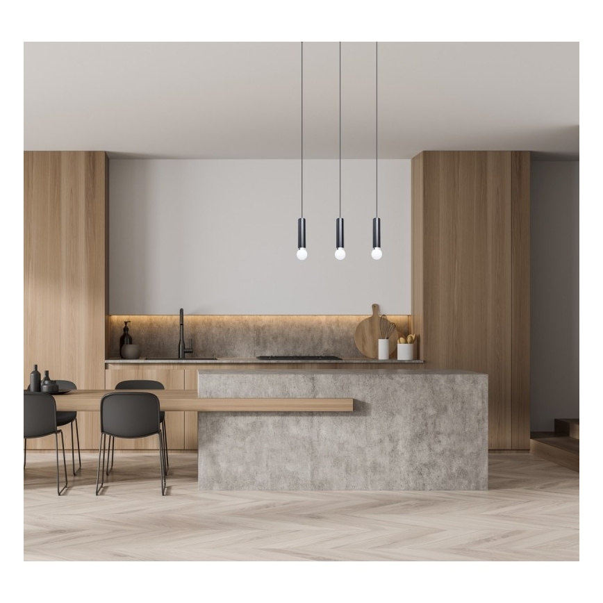 ITALUX - Полилей на кабел MACERA 3xE27/40W/230V черен