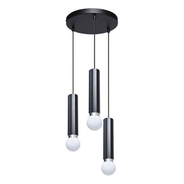 ITALUX - Полилей на кабел MACERA 3xE27/40W/230V черен