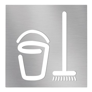 Икона за стая за почистване, 12x12 см, неръждаема стомана, сребриста