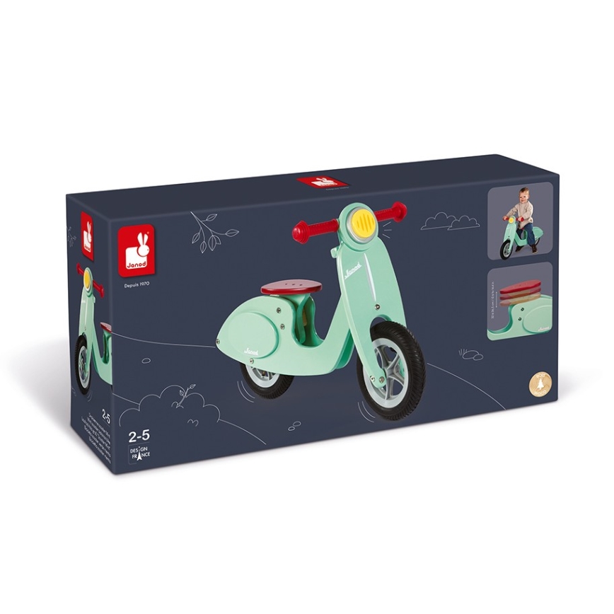 Janod - Детско колело за бутане VESPA зелено