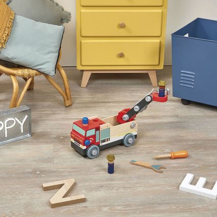 Janod - Дървен конструктор BRICOKIDS пожарна кола