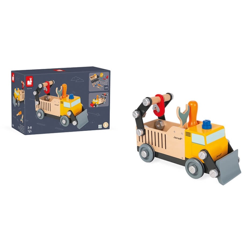 Janod - Дървен конструктор BRICOKIDS камион