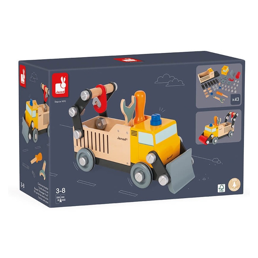 Janod - Дървен конструктор BRICOKIDS камион