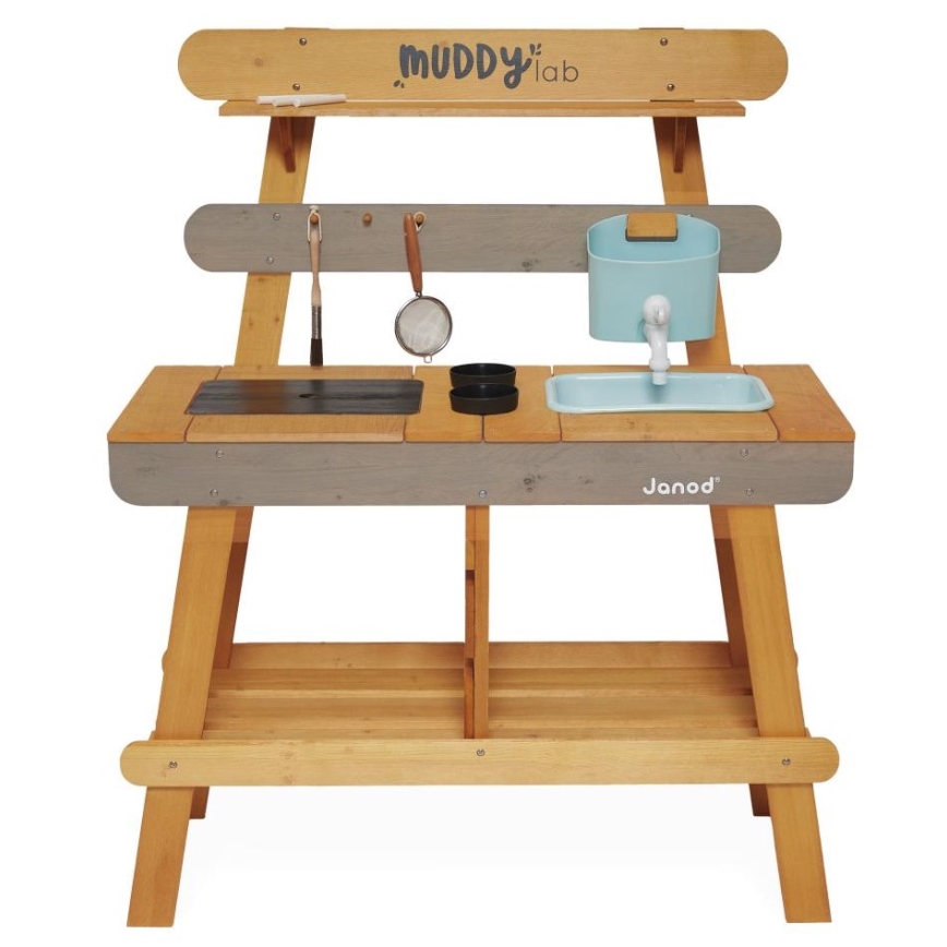 Janod - Дървена външна детска кухничка MUDDY LAB