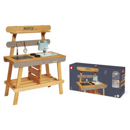 Janod - Дървена външна детска кухничка MUDDY LAB