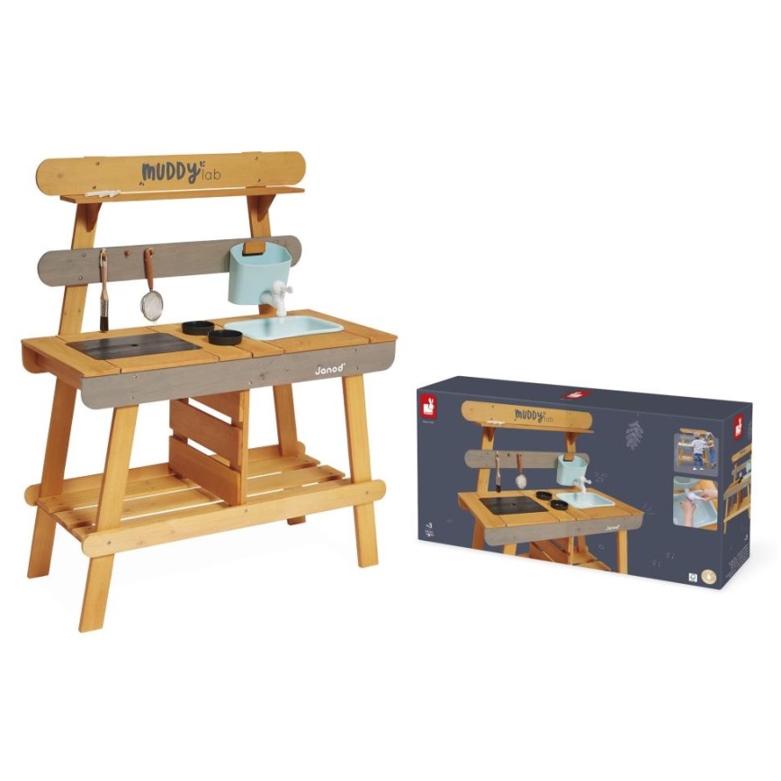 Janod - Дървена външна детска кухничка MUDDY LAB