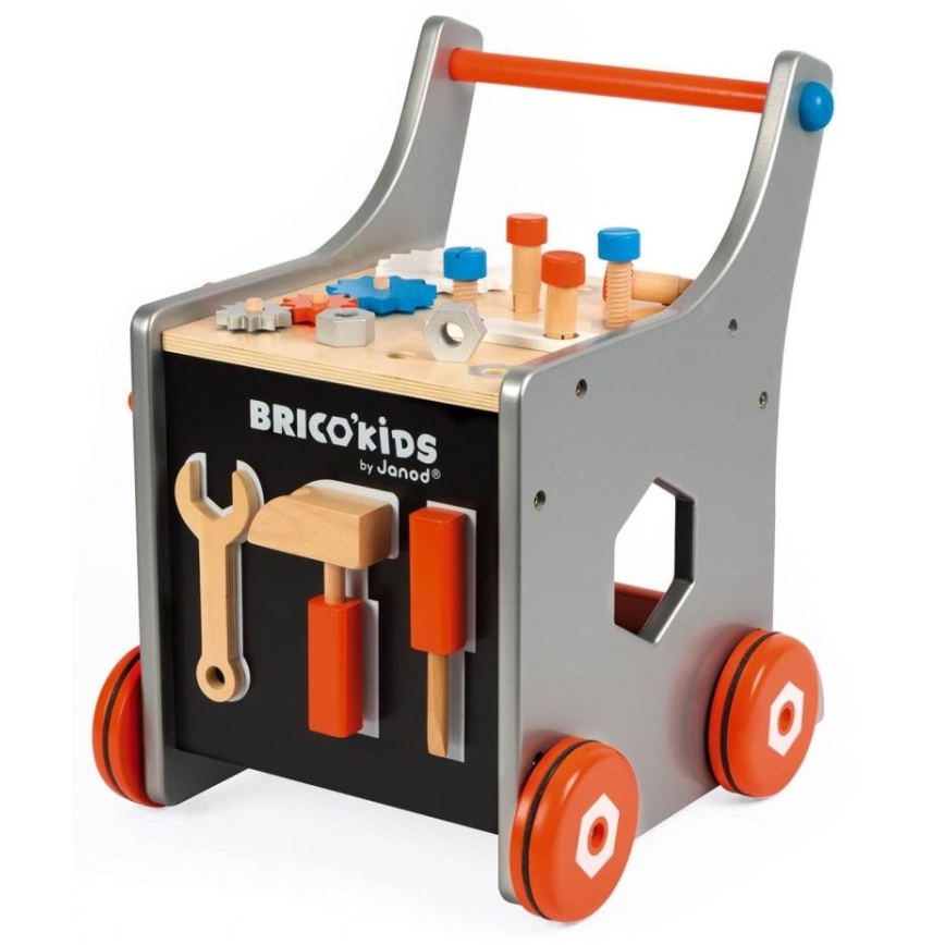 Janod - Дървена количка с инструменти BRICOKIDS