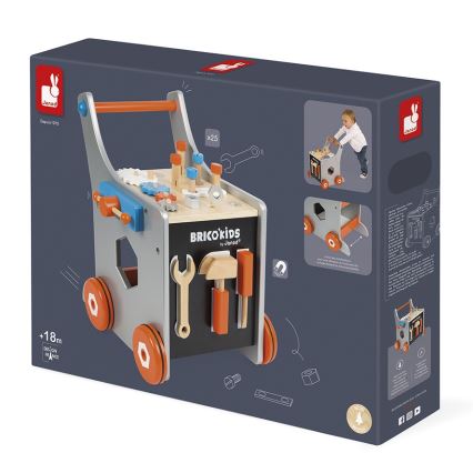 Janod - Дървена количка с инструменти BRICOKIDS