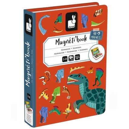 Janod - Магнитен интерактивен комплект MAGNETIBOOK динозаври