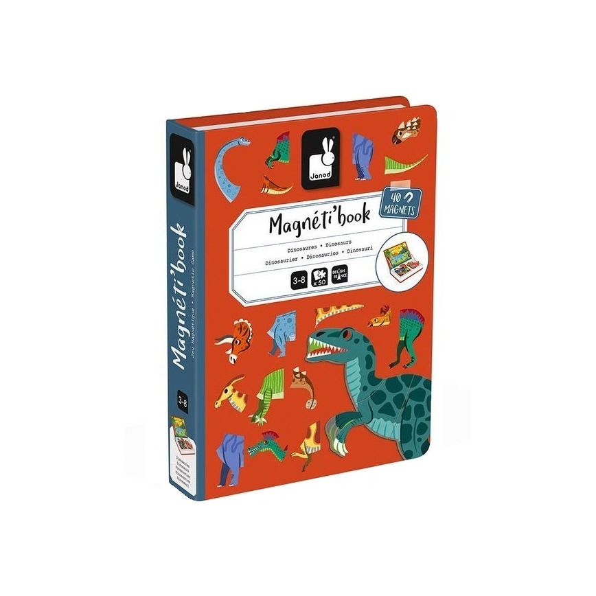Janod - Магнитен интерактивен комплект MAGNETIBOOK динозаври