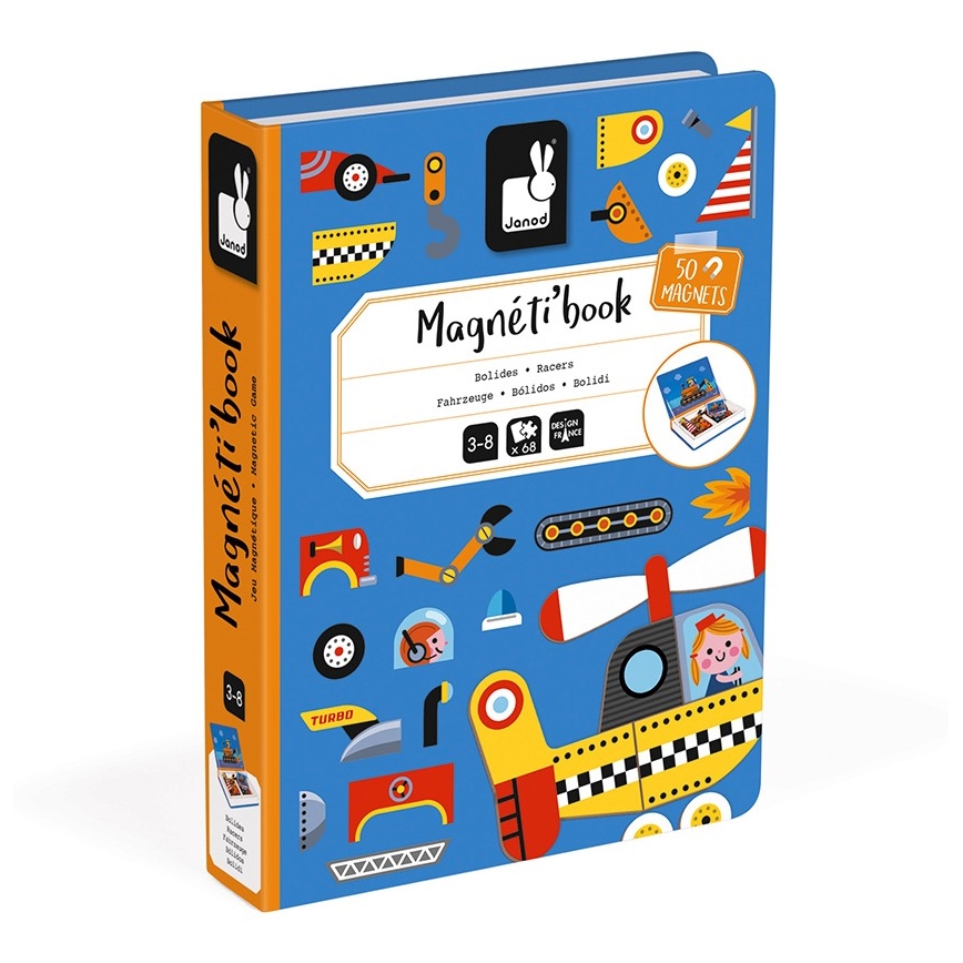 Janod - Магнитен интерактивен комплект MAGNETIBOOK транспортни средства