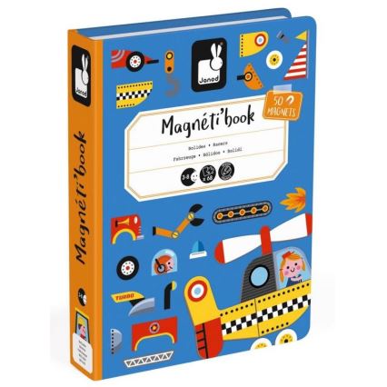 Janod - Магнитен интерактивен комплект MAGNETIBOOK транспортни средства