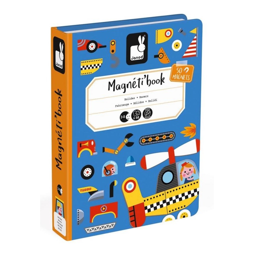 Janod - Магнитен интерактивен комплект MAGNETIBOOK транспортни средства