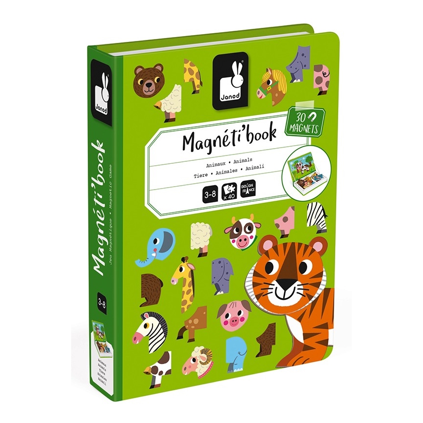 Janod - Магнитен интерактивен комплект MAGNETIBOOK животни