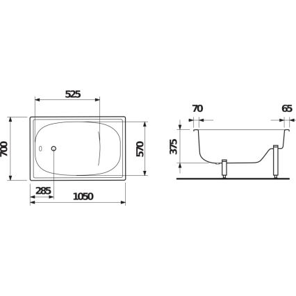 JIKA H2340000000001 - Седяща вана RIGA 105x70 стомана/бяла
