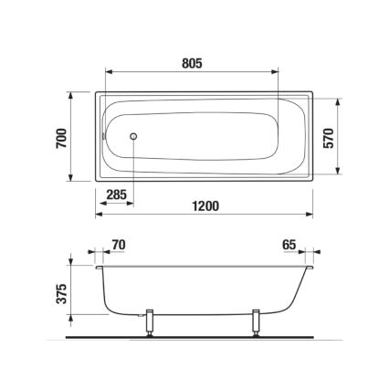 JIKA H2340200000001 - Вана RIGA 120x70 стоманена/бяла