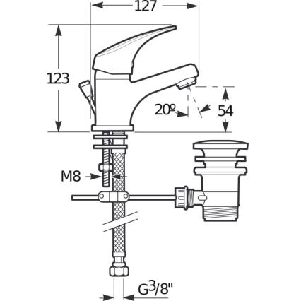 JIKA H3111N10041111 - Кран за мивка + сифон с преливник TALAS 12,3 см лъскав хром