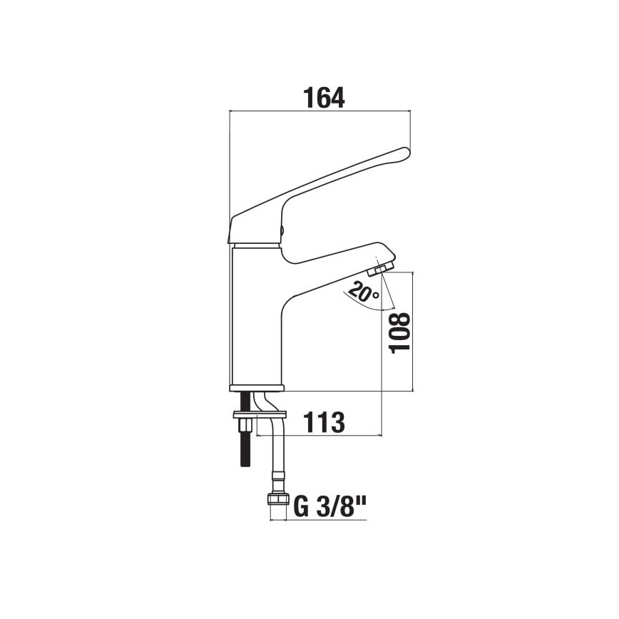 JIKA H3111W10045101 - Смесител за умивалник с медицински лост CUBE 16,4 см лъскав хром
