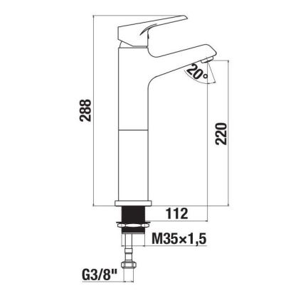 JIKA H3111W80041201 - Кран за мивка CUBE 28,8 см лъскав хром