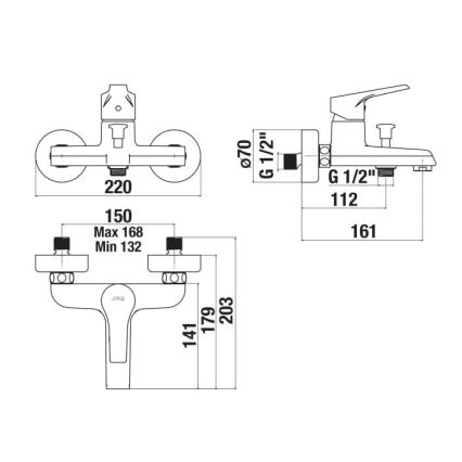 JIKA H3211W70044001 - Кранче за баня CUBE лъскав хром