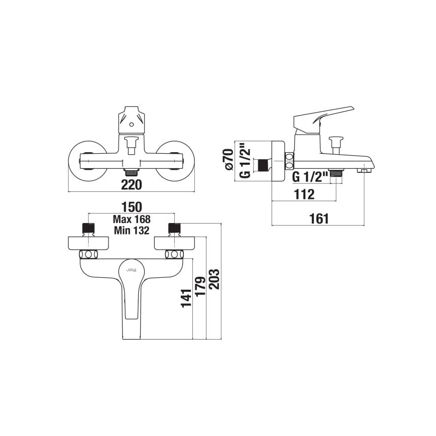 JIKA H3211W70044001 - Кранче за баня CUBE лъскав хром