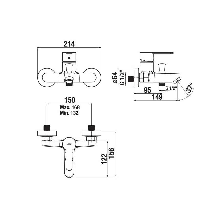JIKA H3211Z70044001 - Кранче за баня LYRA лъскав хром
