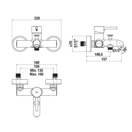 JIKA H3212F70044001 - Кранче за баня MIO лъскав хром