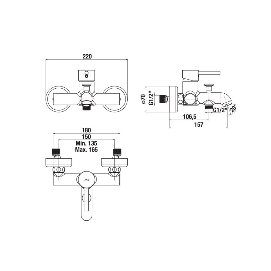 JIKA H3212F70044001 - Кранче за баня MIO лъскав хром