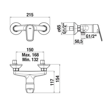 JIKA H3312E70044001 - Кранче за душ TALAS лъскав хром