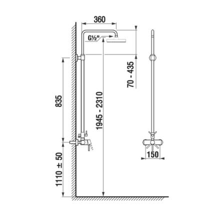 JIKA H3352770040001 - Комплект за душ със смесител LYRA блестящ хром