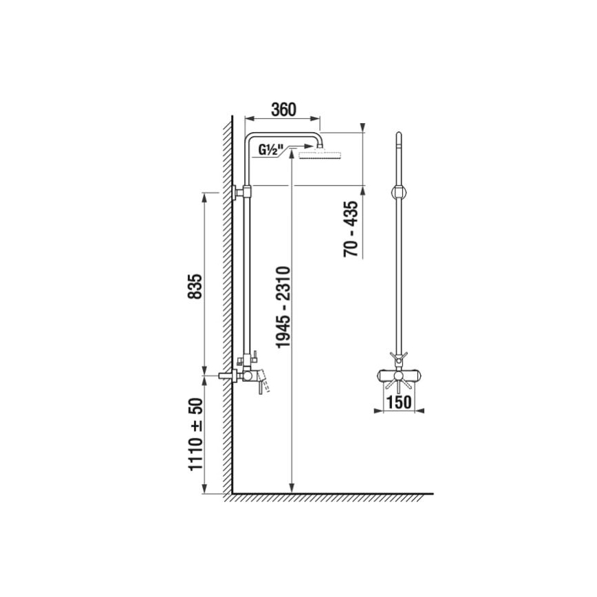JIKA H3352770040001 - Комплект за душ със смесител LYRA блестящ хром