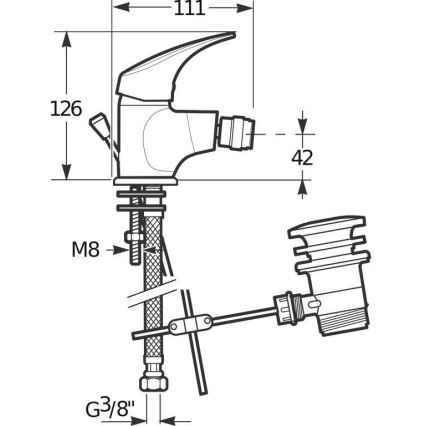 JIKA H3411N10041111 - Кран за биде + сифон без преливник TALAS 12,6 см лъскав хром