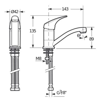 JIKA H3511N10042201 - Смесител за мивка TALAS 13,5 см, лъскав хром