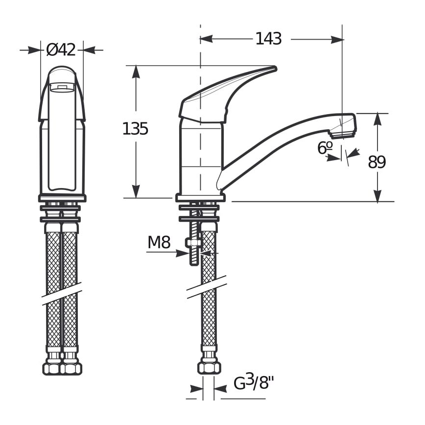 JIKA H3511N10042201 - Смесител за мивка TALAS 13,5 см, лъскав хром