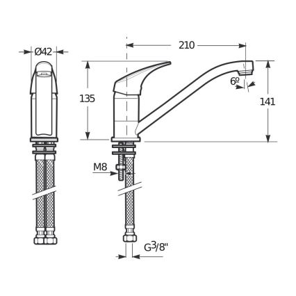 JIKA H3511N10042301 - Кран за мивка TALAS 13,5 см лъскав хром