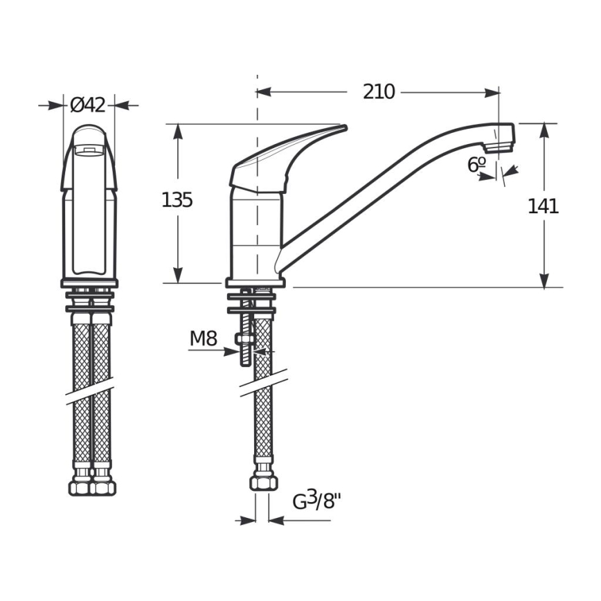 JIKA H3511N10042301 - Кран за мивка TALAS 13,5 см лъскав хром