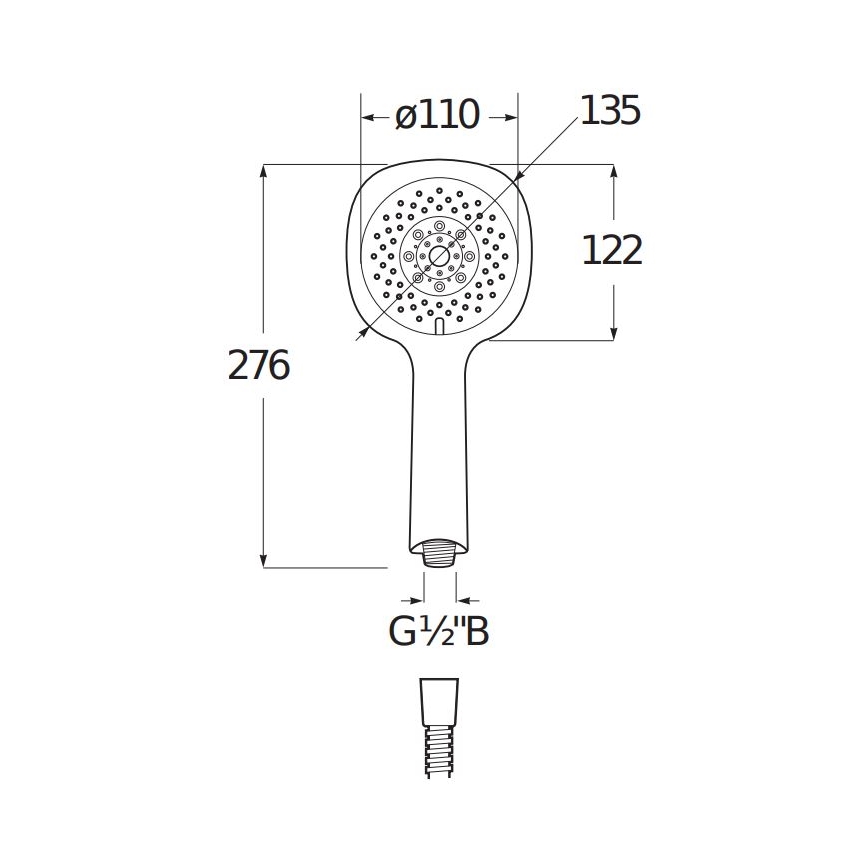 JIKA H3611X20044711 - Ръчен душ CUBITO, полирано хромово покритие