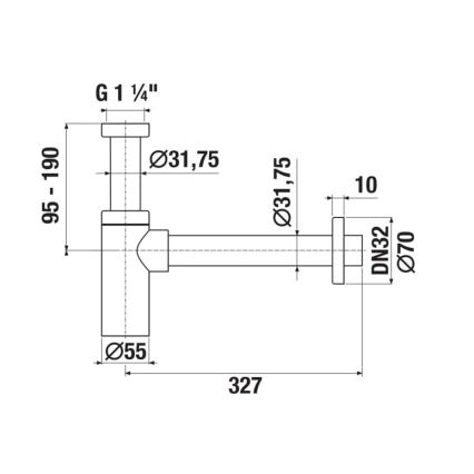 JIKA H3741R00040001 - Кръгъл сифон за умивалник RIO, лъскав хром
