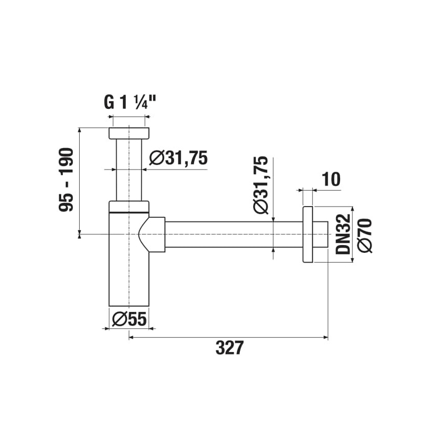 JIKA H3741R00040001 - Кръгъл сифон за умивалник RIO, лъскав хром