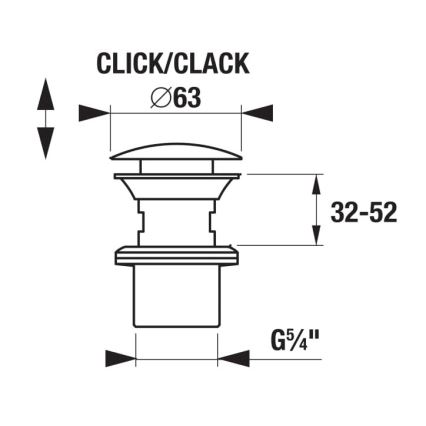 JIKA H3917100040001 - Клапан за мивка CLICK-CLACK, Ø 6,3 см, лъскав хром