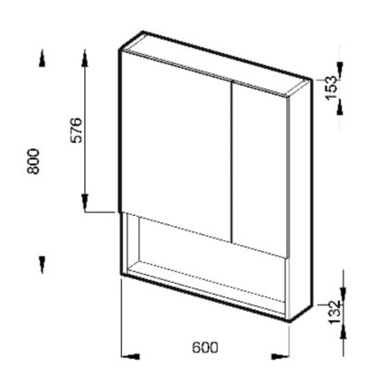 JIKA H4532410383041 - Огледален шкаф с рафт LYRA 80x60 см бял
