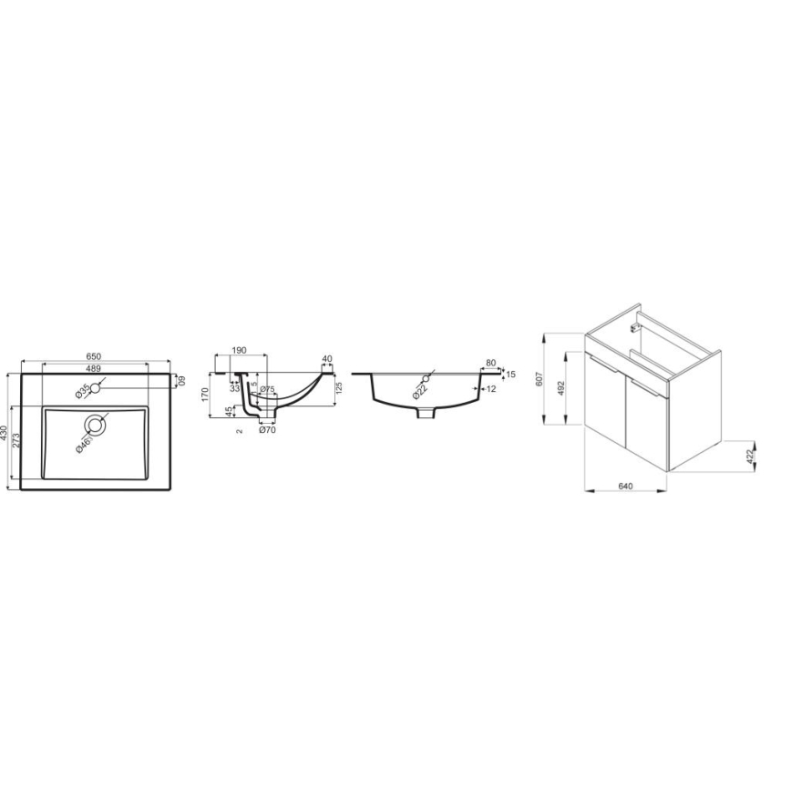 JIKA H4536011763001 - Баня шкаф с мивка CUBE 60,7x65 см бял
