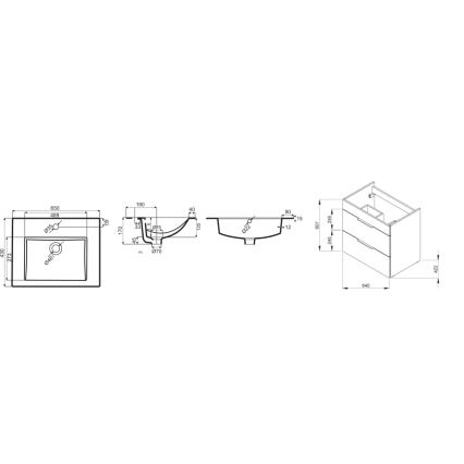 JIKA H4536021763521 - Баня шкаф с мивка CUBE 60,7x65 см, черен