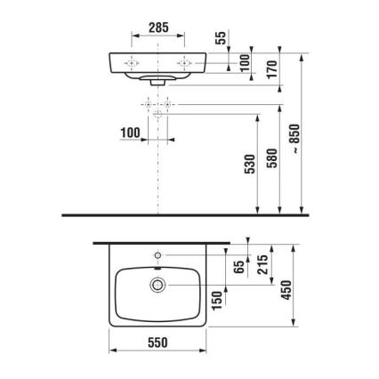 JIKA H8103810001041 - Стенна мивка LYRA 55x45 см керамика/бял