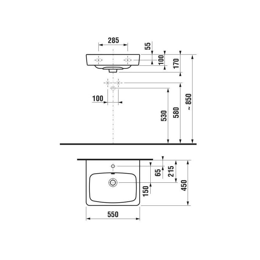 JIKA H8103810001041 - Стенна мивка LYRA 55x45 см керамика/бял